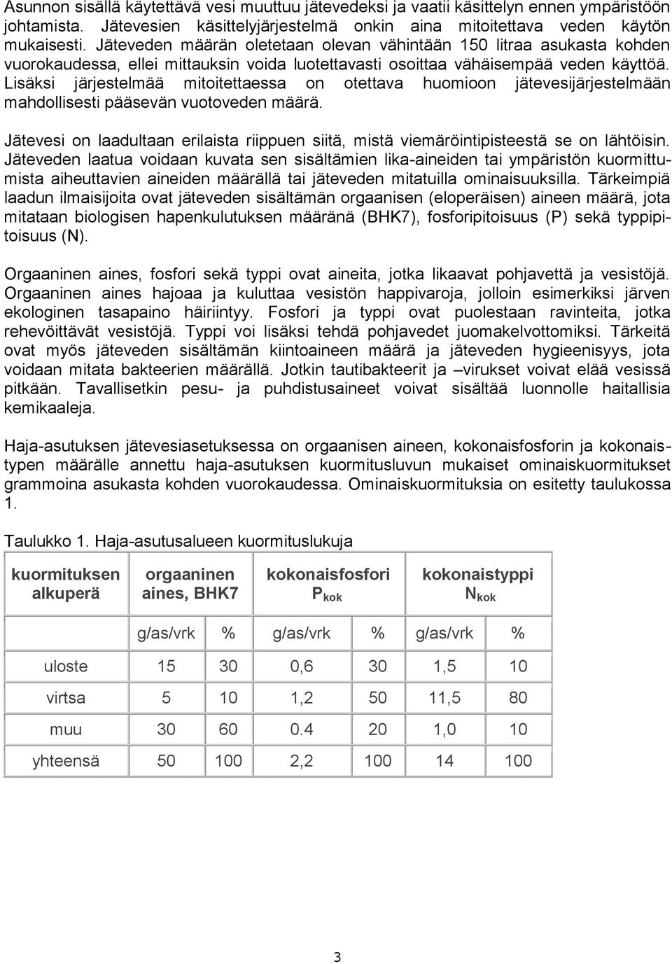 Lisäksi järjestelmää mitoitettaessa on otettava huomioon jätevesijärjestelmään mahdollisesti pääsevän vuotoveden määrä.