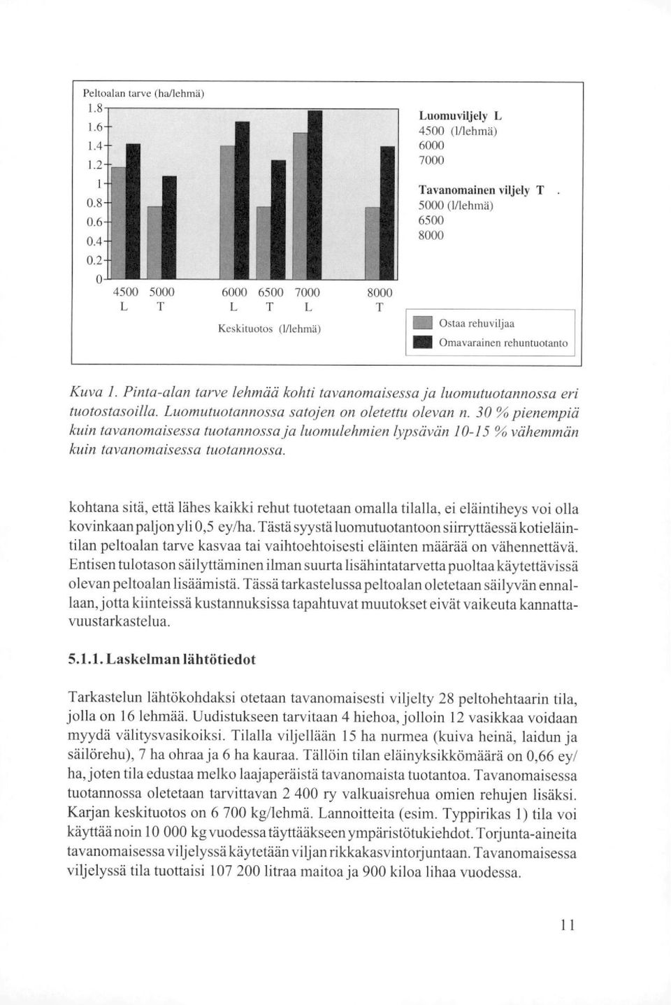 Luomutuotannossa satojen on oletettu olevan n. 3 % pienempiä kuin tavanomaisessa tuotannossa ja luomulehmien lypsävän 1-15 % vähemmän kuin tavanomaisessa tuotannossa.