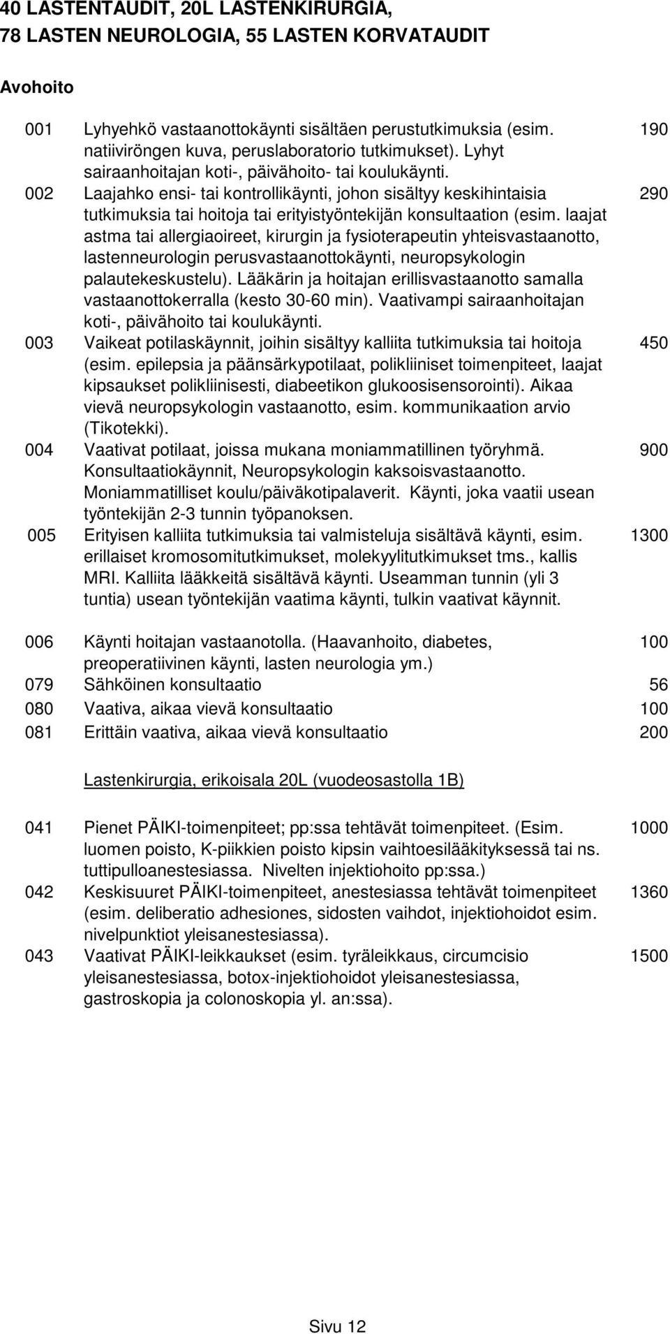 002 Laajahko ensi- tai kontrollikäynti, johon sisältyy keskihintaisia tutkimuksia tai hoitoja tai erityistyöntekijän konsultaation (esim.