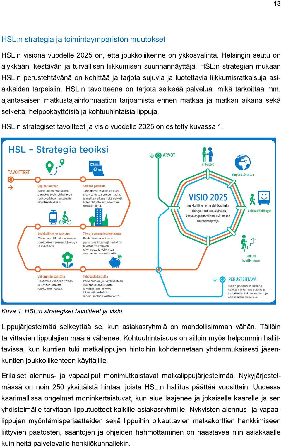 HSL:n strategian mukaan HSL:n perustehtävänä on kehittää ja tarjota sujuvia ja luotettavia liikkumisratkaisuja asiakkaiden tarpeisiin.
