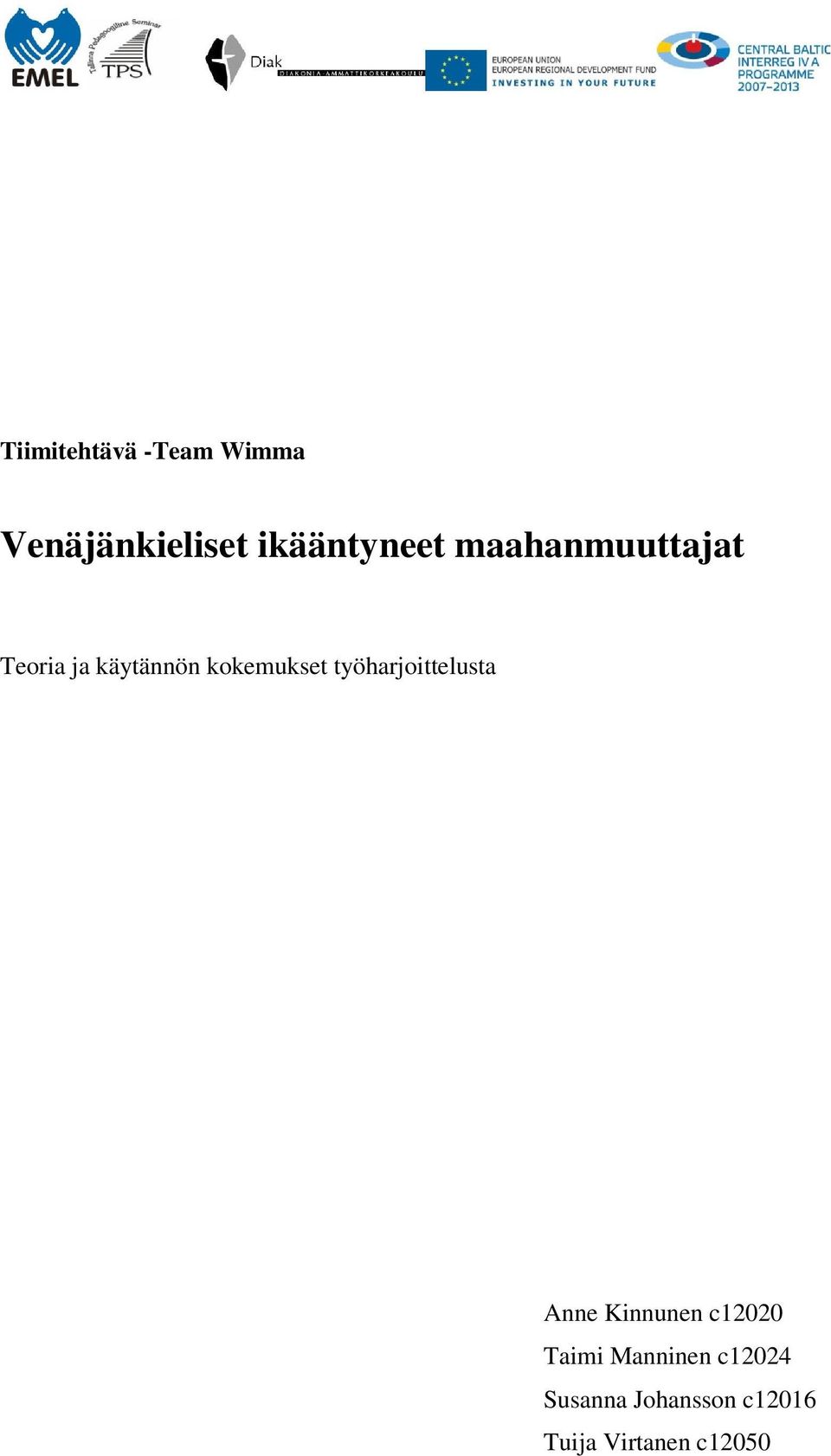 kokemukset työharjoittelusta Anne Kinnunen c12020