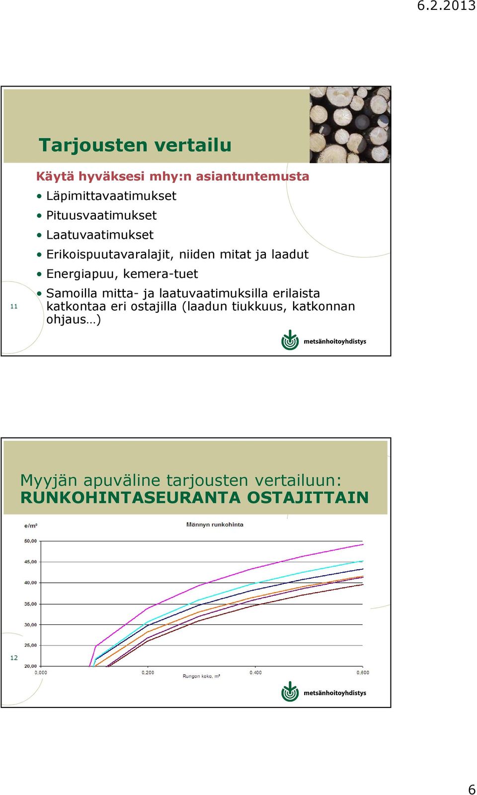 kemera-tuet Samoilla mitta- ja laatuvaatimuksilla erilaista katkontaa eri ostajilla (laadun