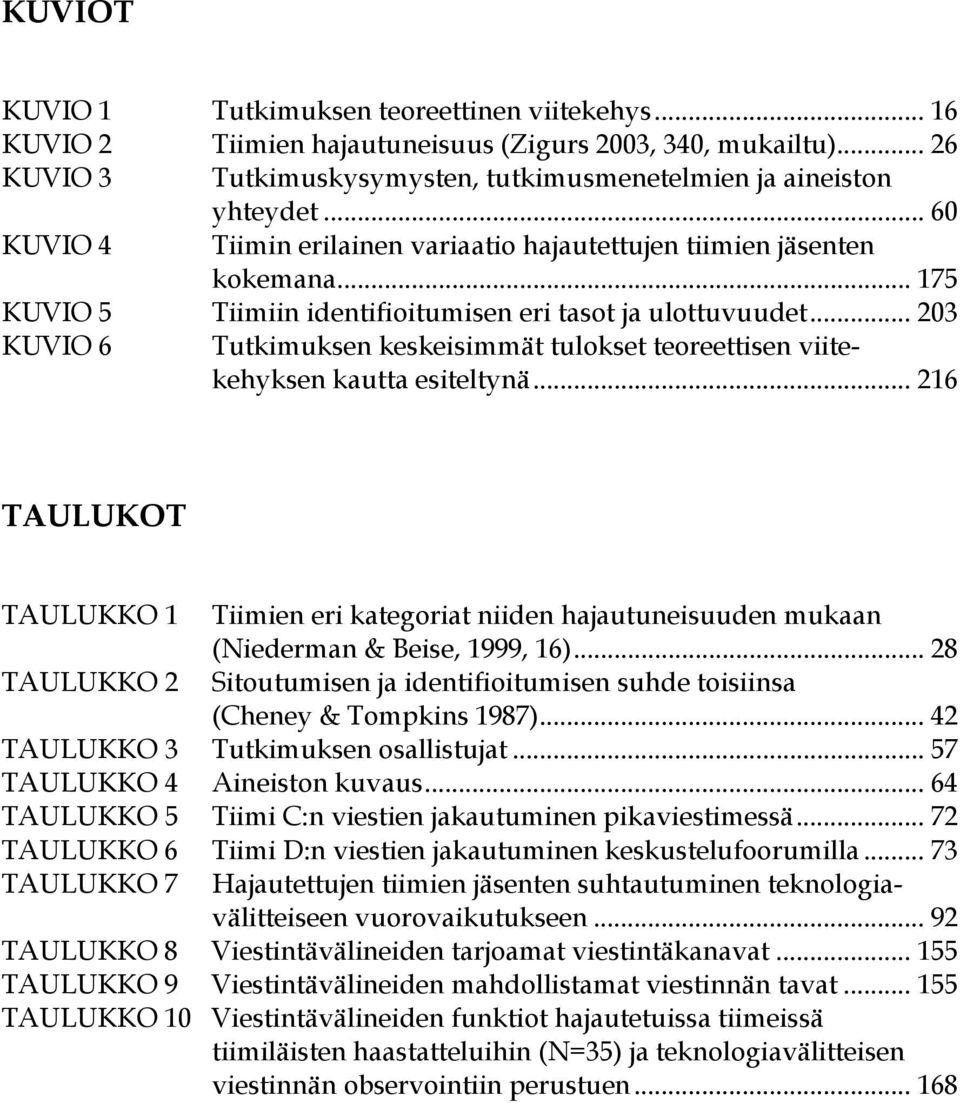 .. 203 KUVIO 6 Tutkimuksen keskeisimmät tulokset teoreettisen viitekehyksen kautta esiteltynä.