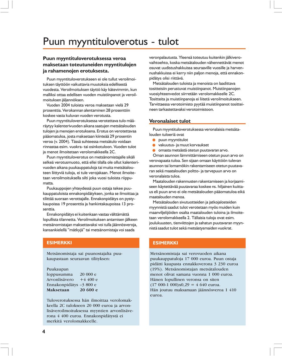 Veroilmoituksen täyttö käy kätevimmin, kun malliksi ottaa edellisen vuoden muistiinpanot ja veroilmoituksen jäljennöksen. Vuoden 2004 tuloista veroa maksetaan vielä 29 prosenttia.