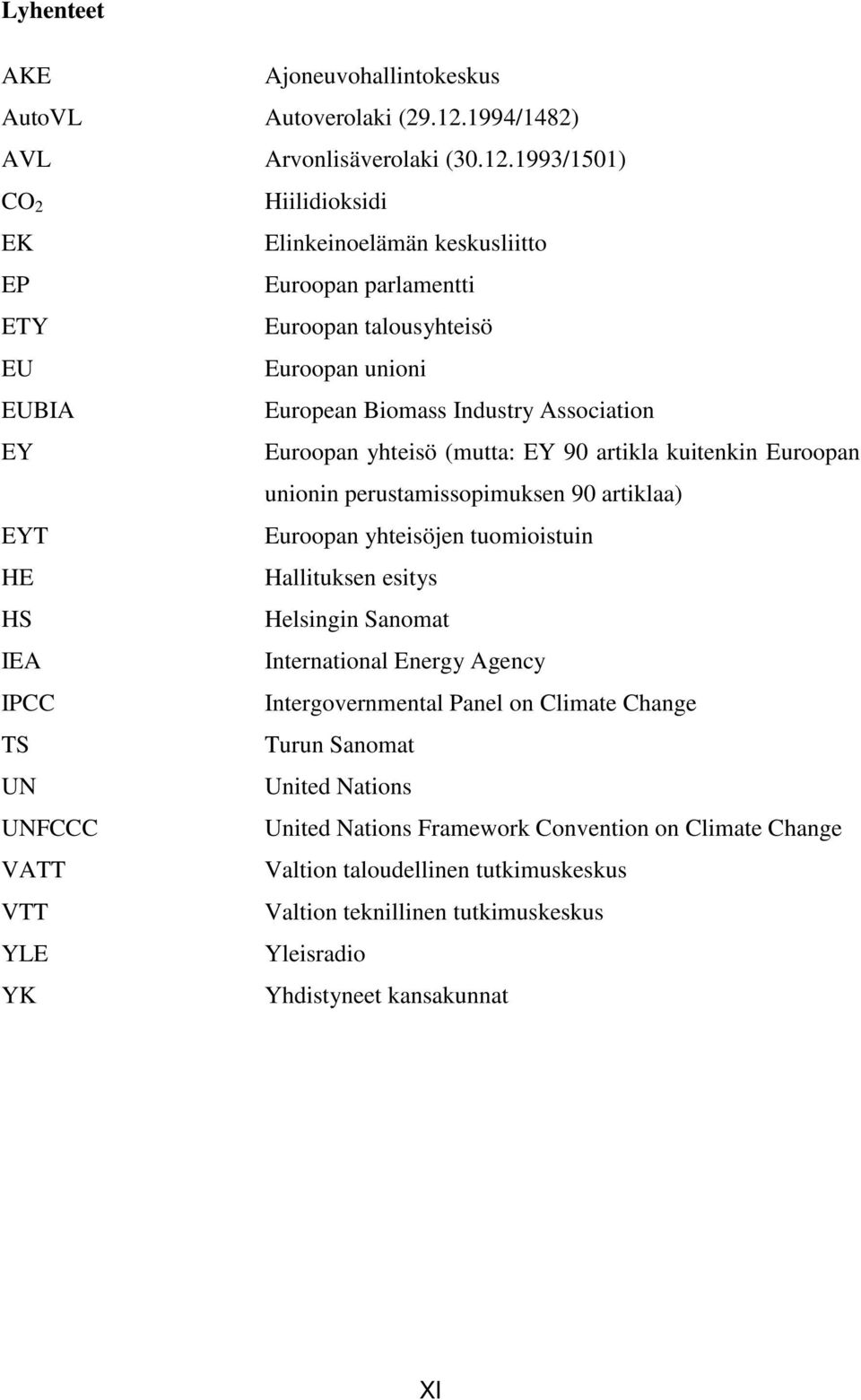 1993/1501) CO 2 Hiilidioksidi EK Elinkeinoelämän keskusliitto EP Euroopan parlamentti ETY Euroopan talousyhteisö EU Euroopan unioni EUBIA European Biomass Industry Association EY Euroopan