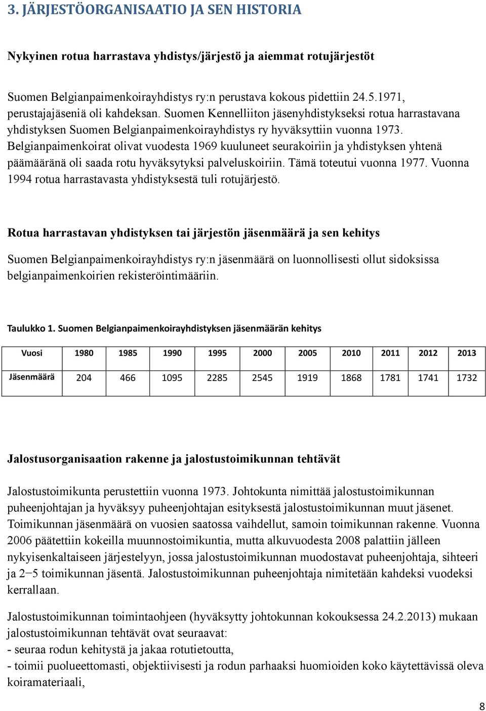 Belgianpaimenkoirat olivat vuodesta 1969 kuuluneet seurakoiriin ja yhdistyksen yhtenä päämääränä oli saada rotu hyväksytyksi palveluskoiriin. Tämä toteutui vuonna 1977.