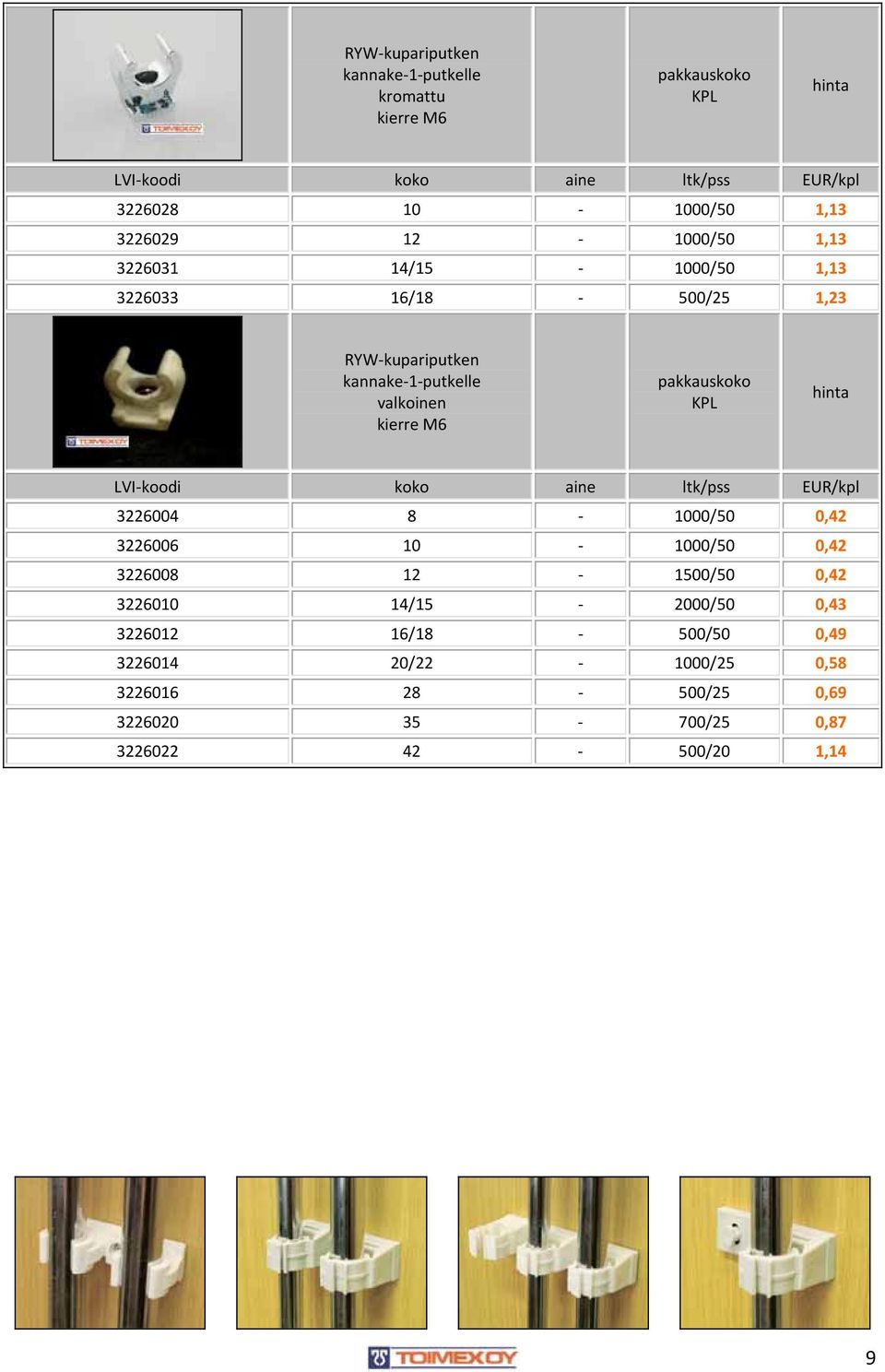 ltk/pss EUR/kpl 3226004 8 1000/50 0,42 3226006 10 1000/50 0,42 3226008 12 1500/50 0,42 3226010 14/15 2000/50 0,43