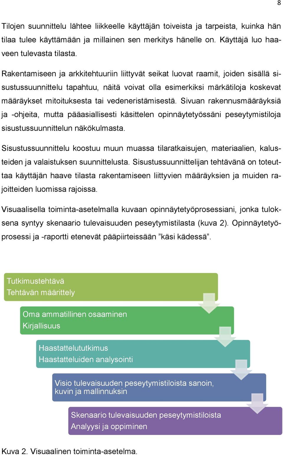 vedeneristämisestä. Sivuan rakennusmääräyksiä ja -ohjeita, mutta pääasiallisesti käsittelen opinnäytetyössäni peseytymistiloja sisustussuunnittelun näkökulmasta.