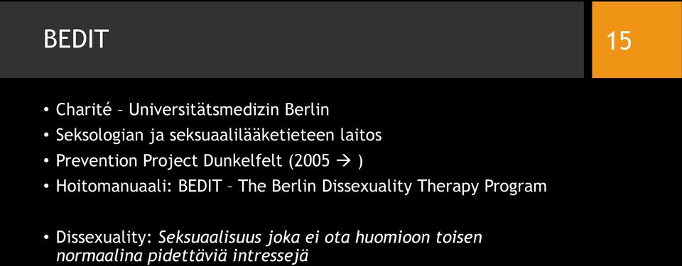 Hoitomanuaali: BEDIT The Berlin Dissexuality Therapy Program