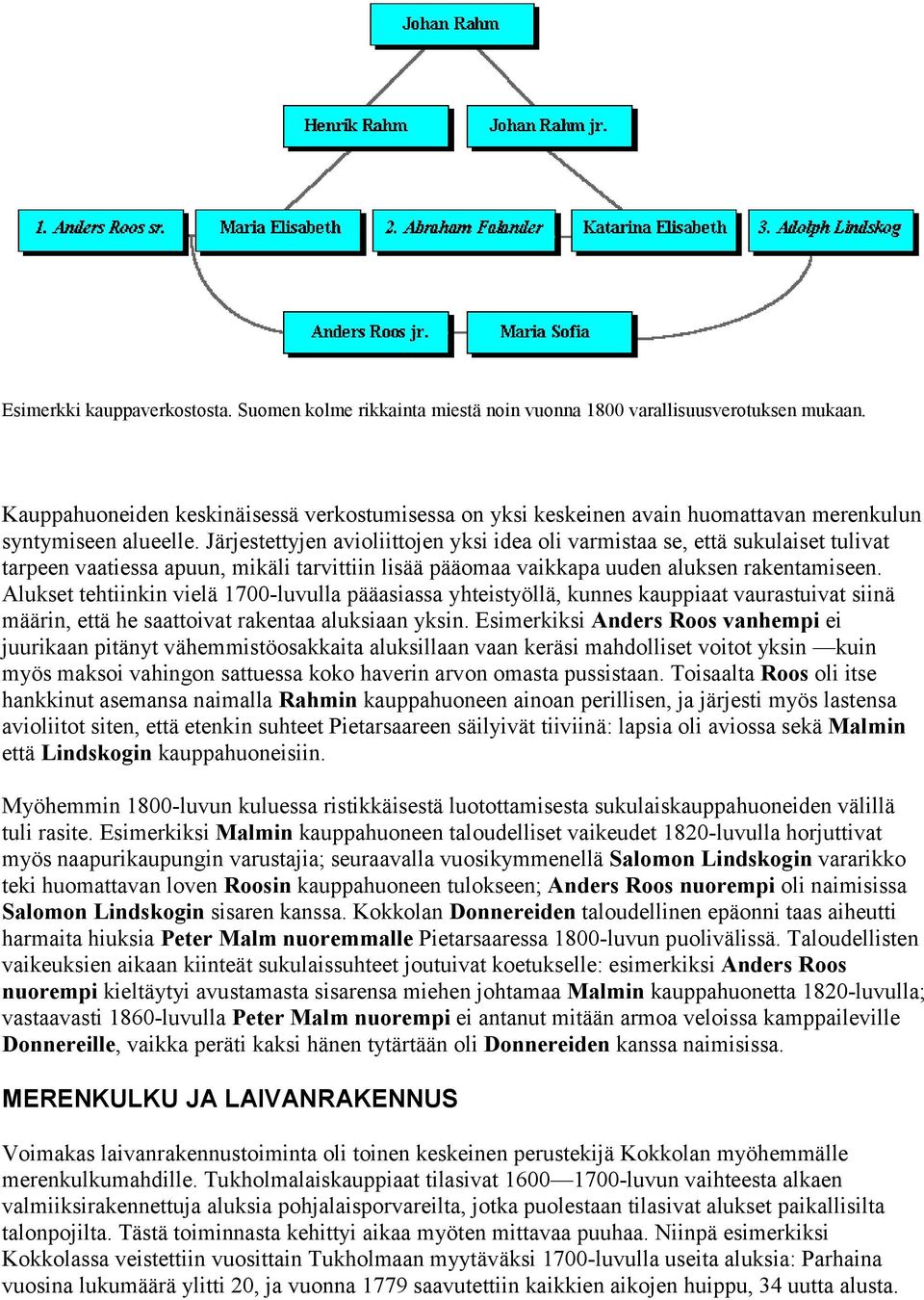 Järjestettyjen avioliittojen yksi idea oli varmistaa se, että sukulaiset tulivat tarpeen vaatiessa apuun, mikäli tarvittiin lisää pääomaa vaikkapa uuden aluksen rakentamiseen.