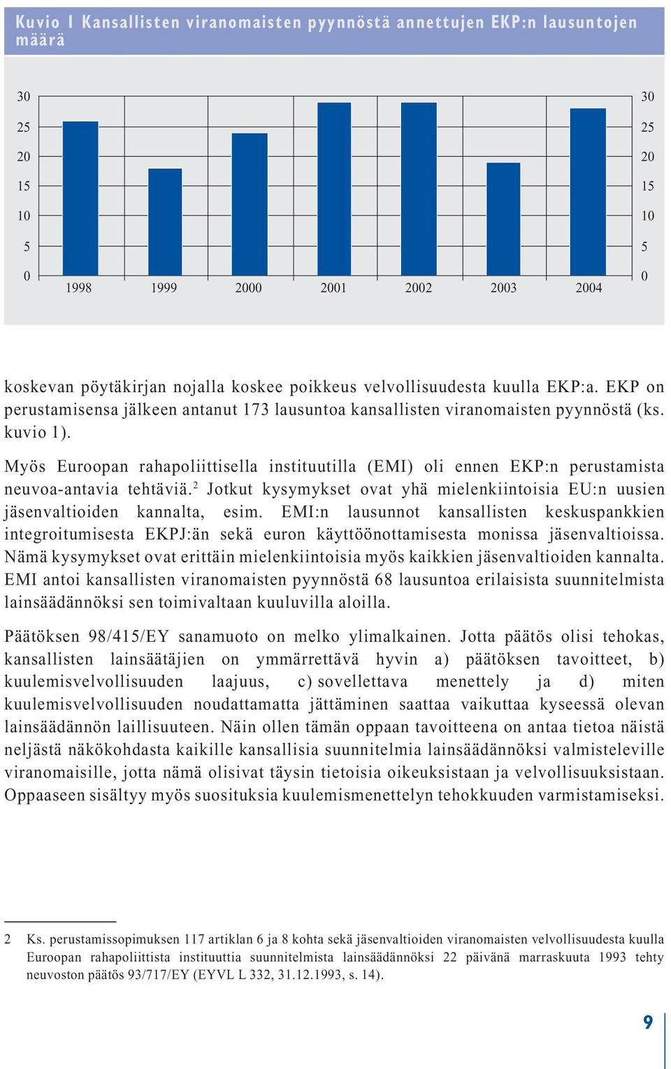 Myös Euroopan rahapoliittisella instituutilla (EMI) oli ennen EKP:n perustamista neuvoa-antavia tehtäviä. 2 Jotkut kysymykset ovat yhä mielenkiintoisia EU:n uusien jäsenvaltioiden kannalta, esim.