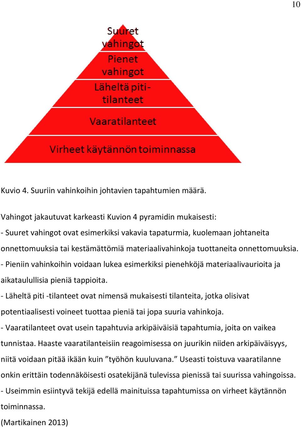 tuottaneita onnettomuuksia. - Pieniin vahinkoihin voidaan lukea esimerkiksi pienehköjä materiaalivaurioita ja aikataulullisia pieniä tappioita.