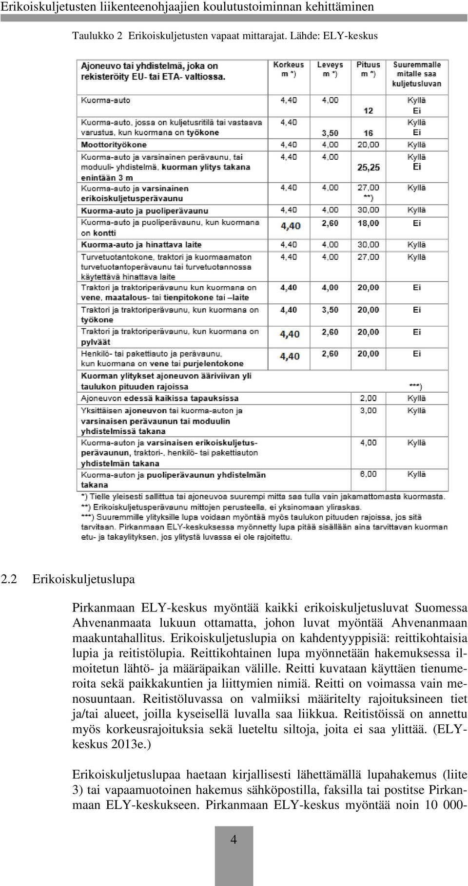 Erikoiskuljetuslupia on kahdentyyppisiä: reittikohtaisia lupia ja reitistölupia. Reittikohtainen lupa myönnetään hakemuksessa ilmoitetun lähtö- ja määräpaikan välille.