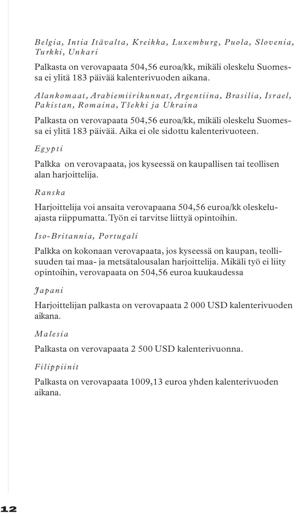 Aika ei ole sidottu kalenterivuoteen. Egypti Palkka on verovapaata, jos kyseessä on kaupallisen tai teollisen alan harjoittelija.