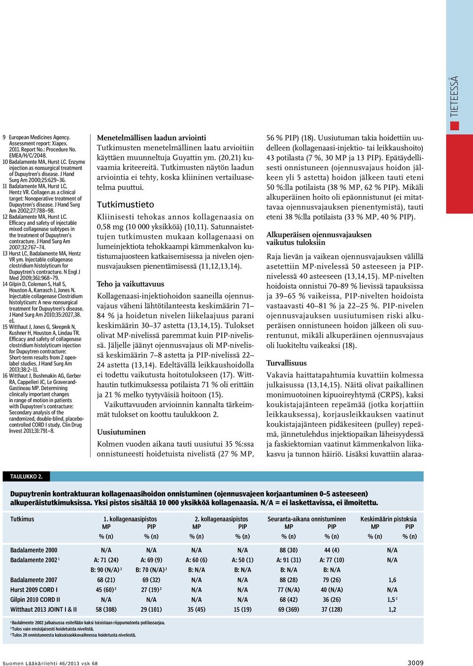 Collagen as a clinical target: Nonoperative treatment of Dupuytren s disease. J Hand Surg Am 2002;27:788 98. 12 Badalamente MA, Hurst LC.