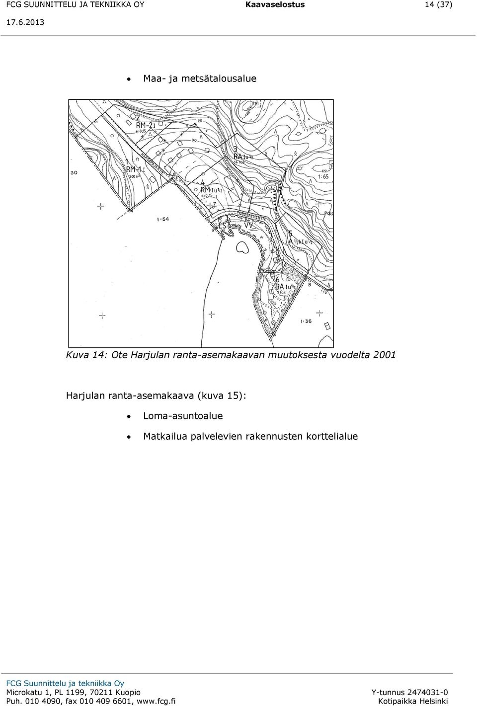 muutoksesta vuodelta 2001 Harjulan ranta-asemakaava (kuva