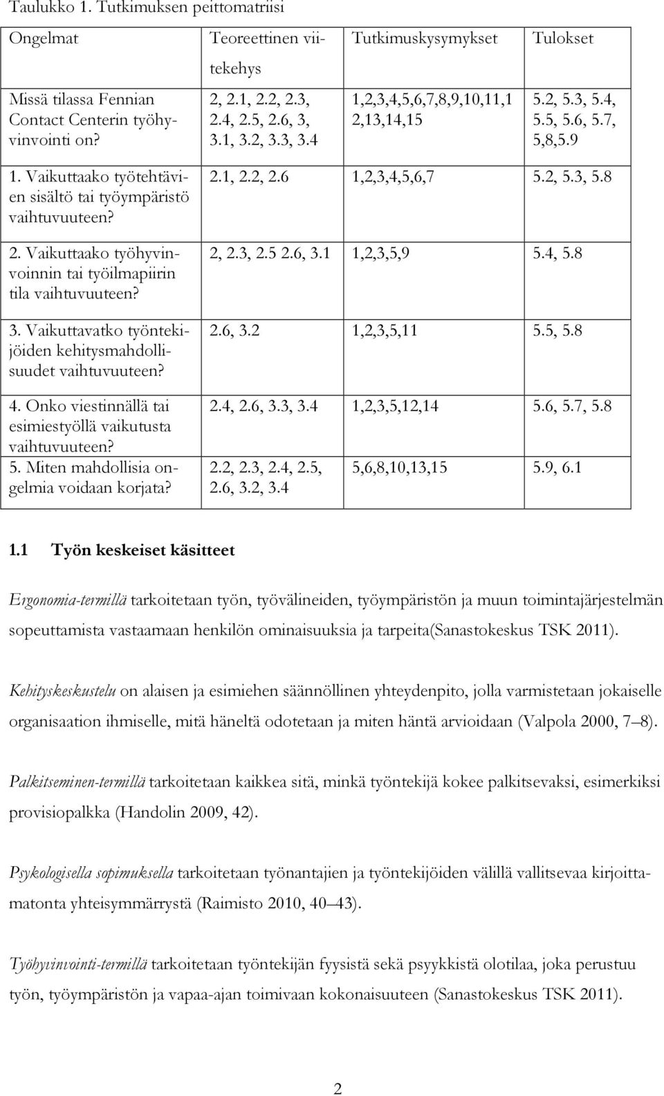 3. Vaikuttavatko työntekijöiden kehitysmahdollisuudet vaihtuvuuteen? 4. Onko viestinnällä tai esimiestyöllä vaikutusta vaihtuvuuteen? 5. Miten mahdollisia ongelmia voidaan korjata? 2.1, 2.2, 2.