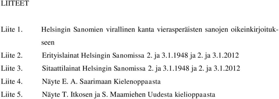 Erityislainat Helsingin Sanomissa 2. ja 3.1.1948 ja 2. ja 3.1.2012 Liite 3.