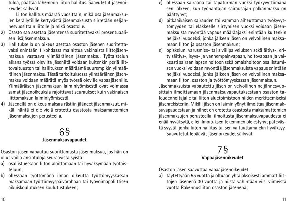 2) Osasto saa asettaa jäsentensä suoritettavaksi prosentuaalisen lisäjäsenmaksun.