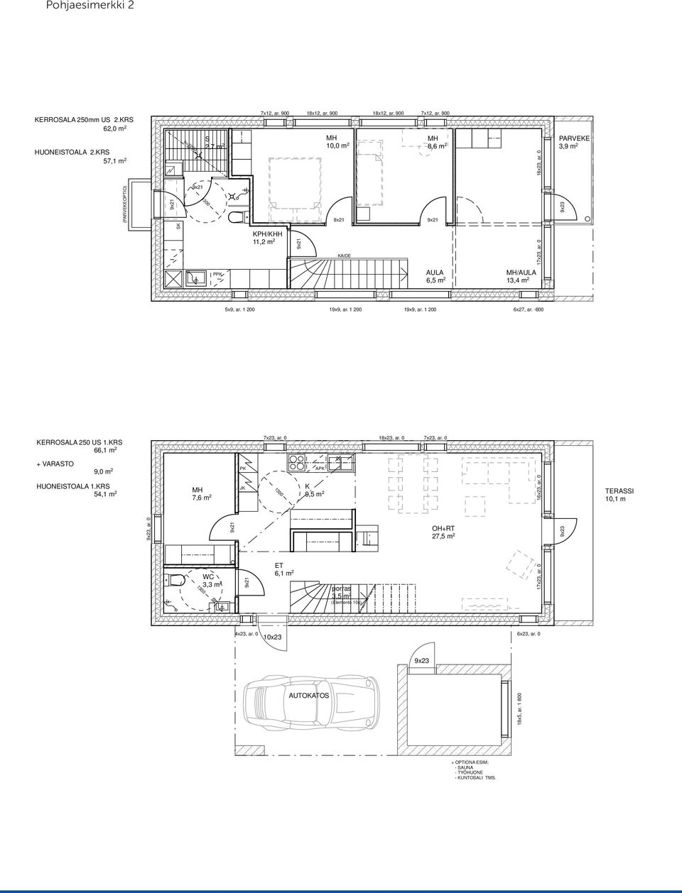 -600 KERROSALA 250 US 1.KRS 66,1 m 2 7x23, ar. 0 18x23, ar. 0 7x23, ar. 0 + ASTO HUONEISTOALA 1.KRS 54,1 m 2 9,0 m 2 PK K, ar.