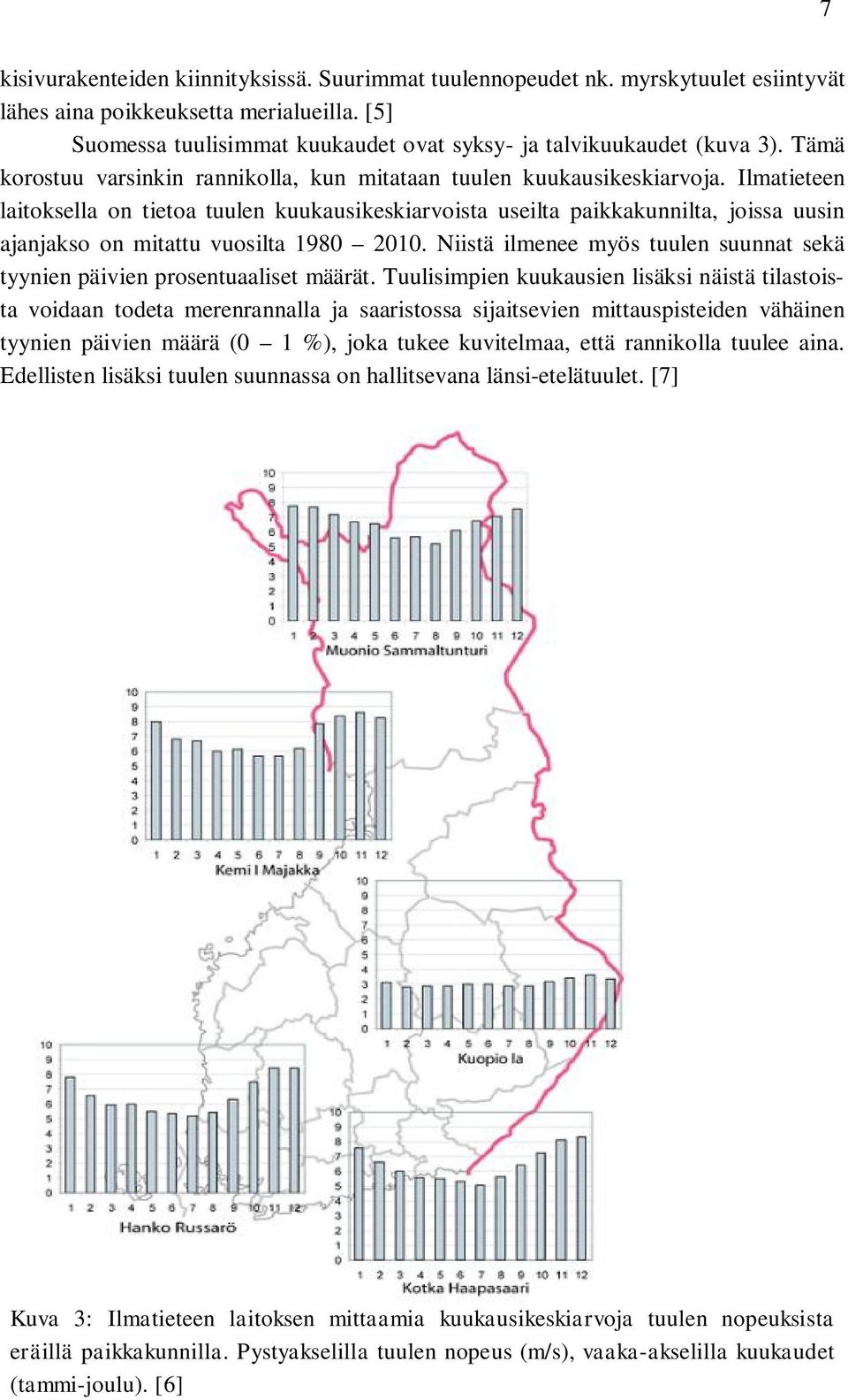 Ilmatieteen laitoksella on tietoa tuulen kuukausikeskiarvoista useilta paikkakunnilta, joissa uusin ajanjakso on mitattu vuosilta 1980 2010.