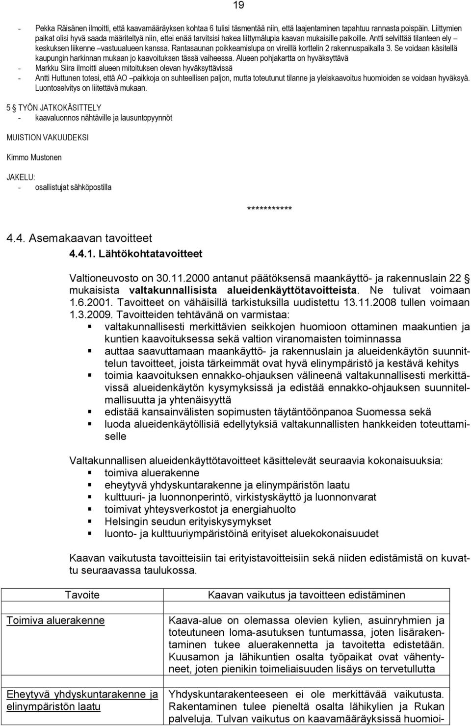 Rantasaunan poikkeamislupa on vireillä korttelin 2 rakennuspaikalla 3. Se voidaan käsitellä kaupungin harkinnan mukaan jo kaavoituksen tässä vaiheessa.