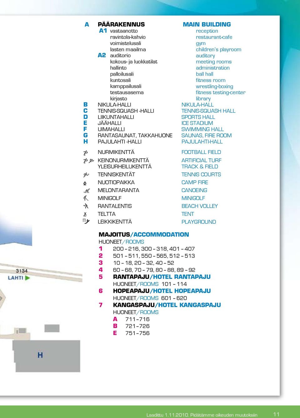 MINIGOLF RANTALENTIS TELTTA LEIKKIKENTTÄ MAIN BUILDING reception restaurant-cafe gym children s playroom auditory meeting rooms administration ball hall fitness room wrestling-boxing fitness
