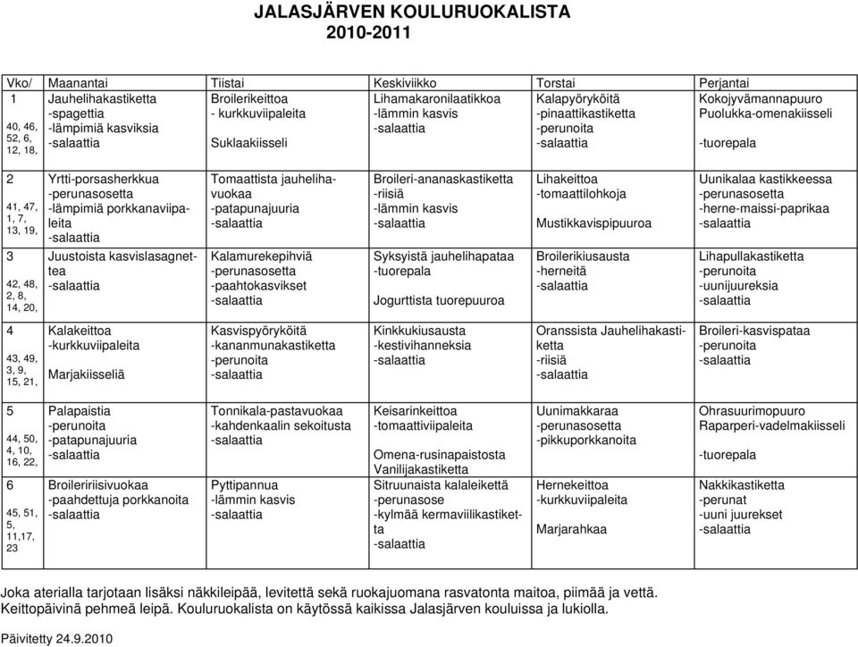 14, 20, Yrtti-porsasherkkua -perunasosetta -lämpimiä porkkanaviipaleita Juustoista kasvislasagnettea Tomaattista jauhelihavuokaa -patapunajuuria Kalamurekepihviä -perunasosetta -paahtokasvikset