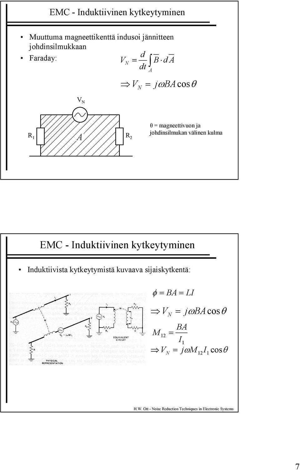 ja johdinsilmukan välinen kulma EMC - Induktiivinen kytkeytyminen Induktiivista