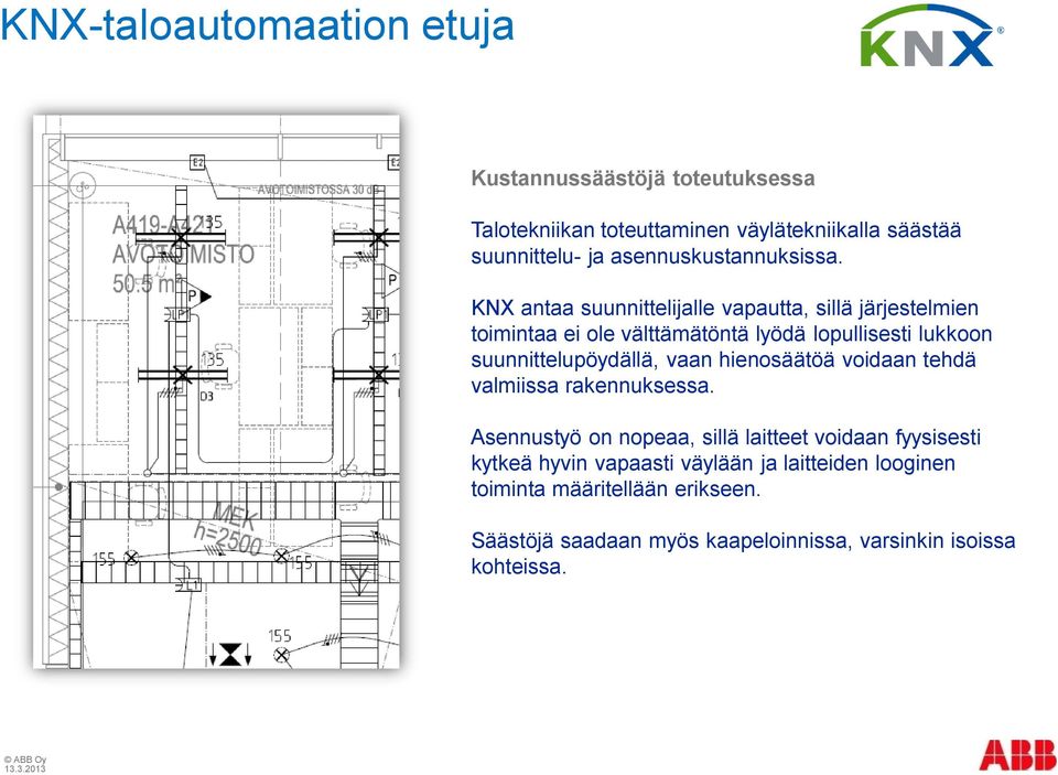 KNX antaa suunnittelijalle vapautta, sillä järjestelmien toimintaa ei ole välttämätöntä lyödä lopullisesti lukkoon suunnittelupöydällä, vaan