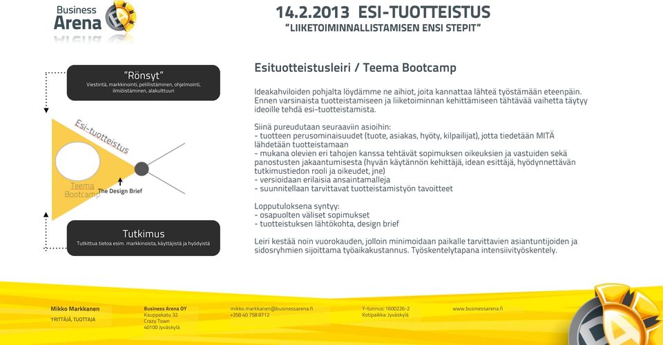 Ennen varsinaista tuotteistamiseen ja liiketoiminnan kehittämiseen tähtävää vaihetta täytyy ideoille tehdä esi-tuotteistamista.