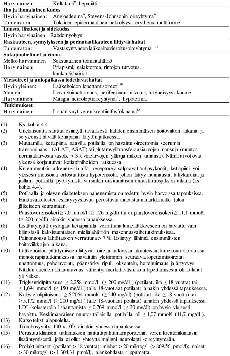 lääkeainevieroitusoireyhtymä 32 Sukupuolielimet ja rinnat Melko harvinainen Seksuaalinen toimintahäiriö Harvinainen: Priapismi, galaktorrea, rintojen turvotus, kuukautishäiriöt Yleisoireet ja