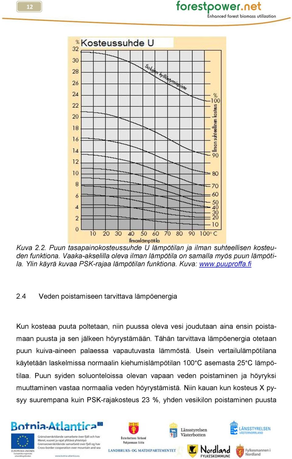 4 Veden poistamiseen tarvittava lämpöenergia Kun kosteaa puuta poltetaan, niin puussa oleva vesi joudutaan aina ensin poistamaan puusta ja sen jälkeen höyrystämään.