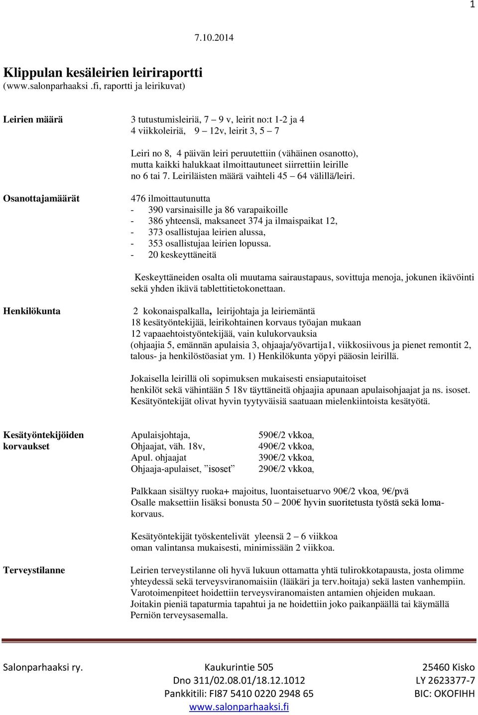 kaikki halukkaat ilmoittautuneet siirrettiin leirille no 6 tai 7. Leiriläisten määrä vaihteli 45 64 välillä/leiri.