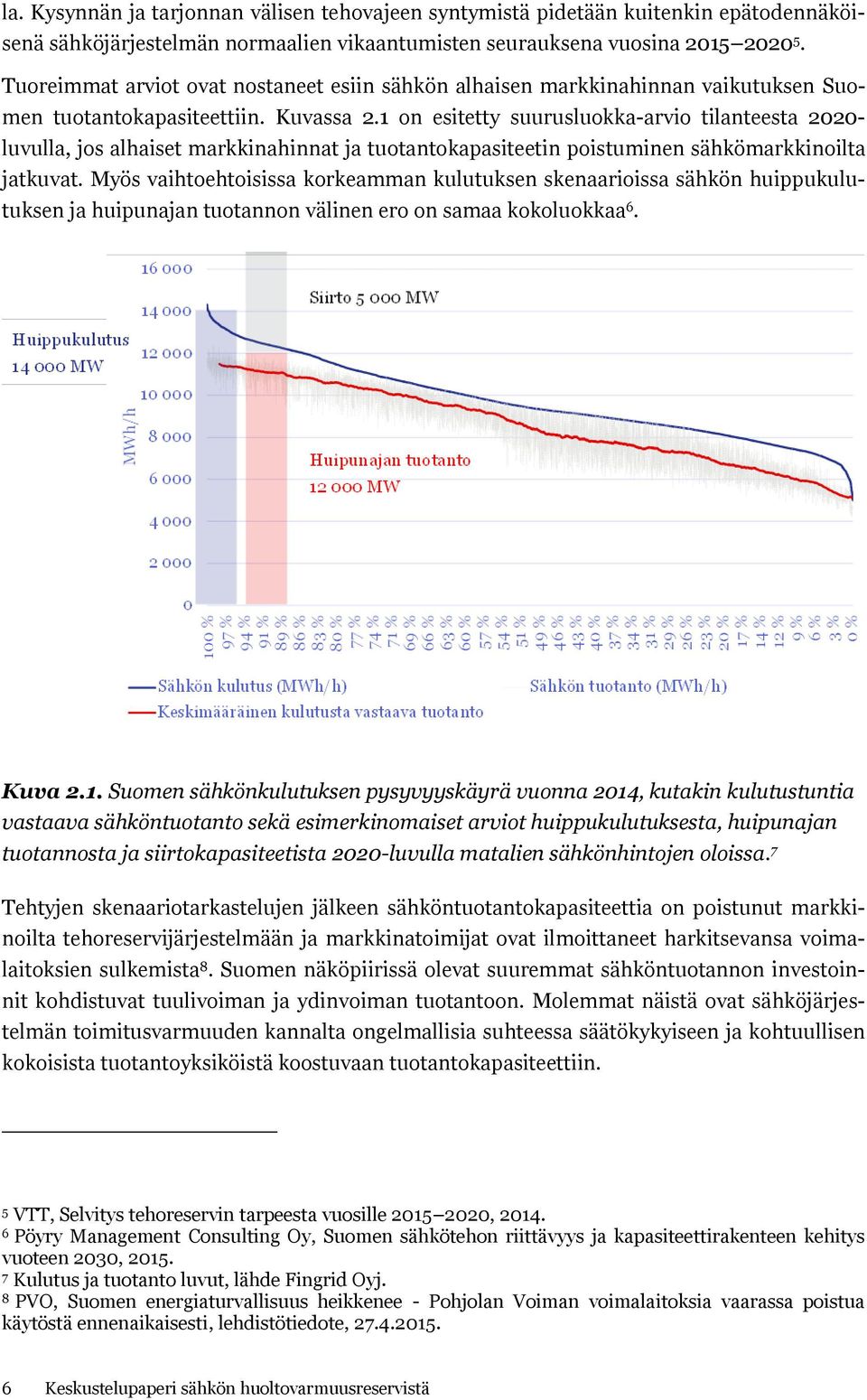 1 on esitetty suurusluokka-arvio tilanteesta 2020- luvulla, jos alhaiset markkinahinnat ja tuotantokapasiteetin poistuminen sähkömarkkinoilta jatkuvat.