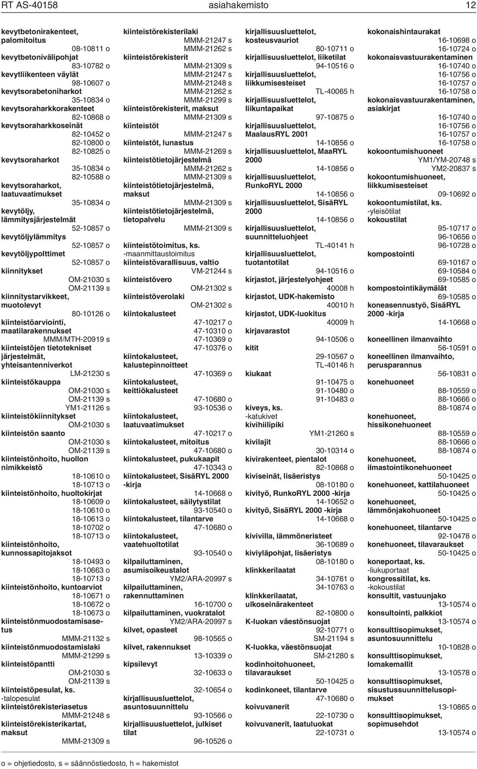 kevytöljylämmitys 52-10857 o kevytöljypolttimet 52-10857 o kiinnitykset OM-21030 s OM-21139 s kiinnitystarvikkeet, muotolevyt 80-10126 o kiinteistöarviointi, maatilarakennukset MMM/MTH-20919 s