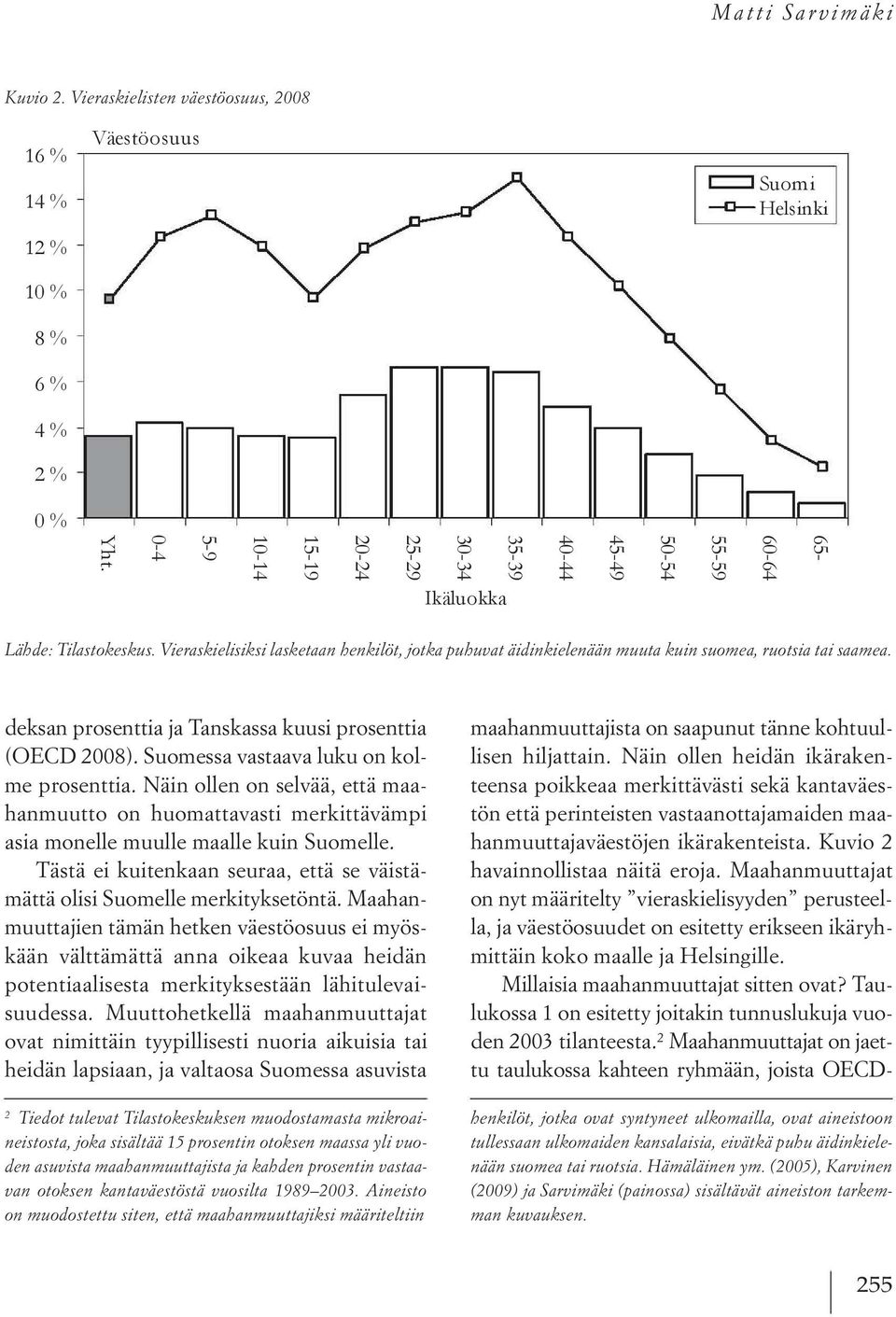 Vieraskielisiksi lasketaan henkilöt, jotka puhuvat äidinkielenään muuta kuin suomea, ruotsia tai saamea. deksan prosenttia ja Tanskassa kuusi prosenttia (OECD 2008).