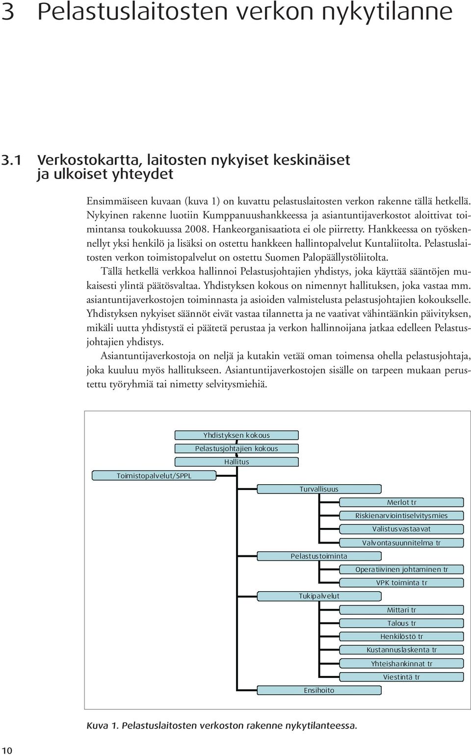 Hankkeessa on työskennellyt yksi henkilö ja lisäksi on ostettu hankkeen hallintopalvelut Kuntaliitolta. Pelastuslaitosten verkon toimistopalvelut on ostettu Suomen Palopäällystöliitolta.