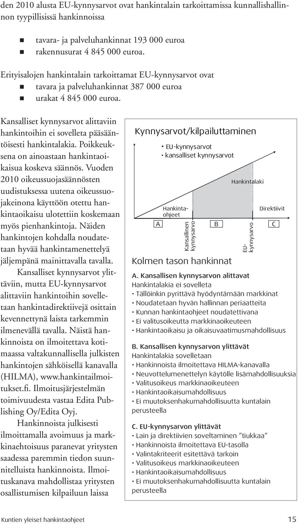 Kansalliset kynnysarvot alittaviin hankintoihin ei sovelleta pääsääntöisesti hankintalakia. Poikkeuksena on ainoastaan hankintaoikaisua koskeva säännös.