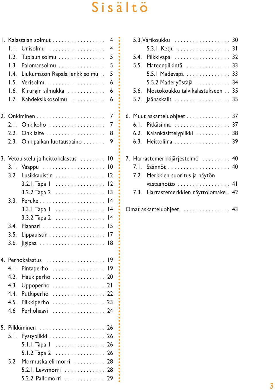 Vetouistelu ja heittokalastus........ 0 3.. Vaappu.................... 0 3.. Lusikkauistin................ 3... Tapa................ 3... Tapa................ 3 3.3. Peruke..................... 4 