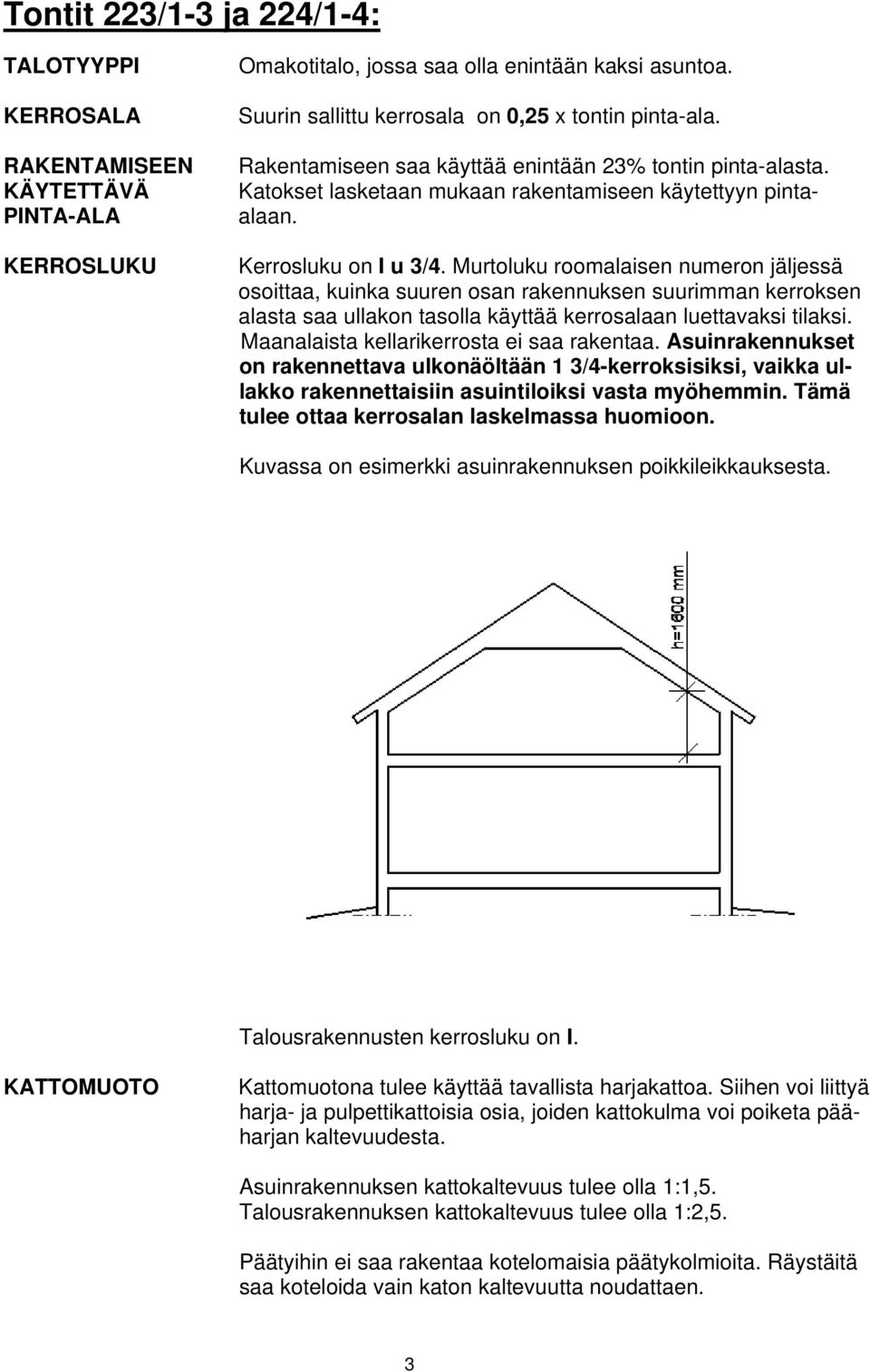 Murtoluku roomalaisen numeron jäljessä osoittaa, kuinka suuren osan rakennuksen suurimman kerroksen alasta saa ullakon tasolla käyttää kerrosalaan luettavaksi tilaksi.