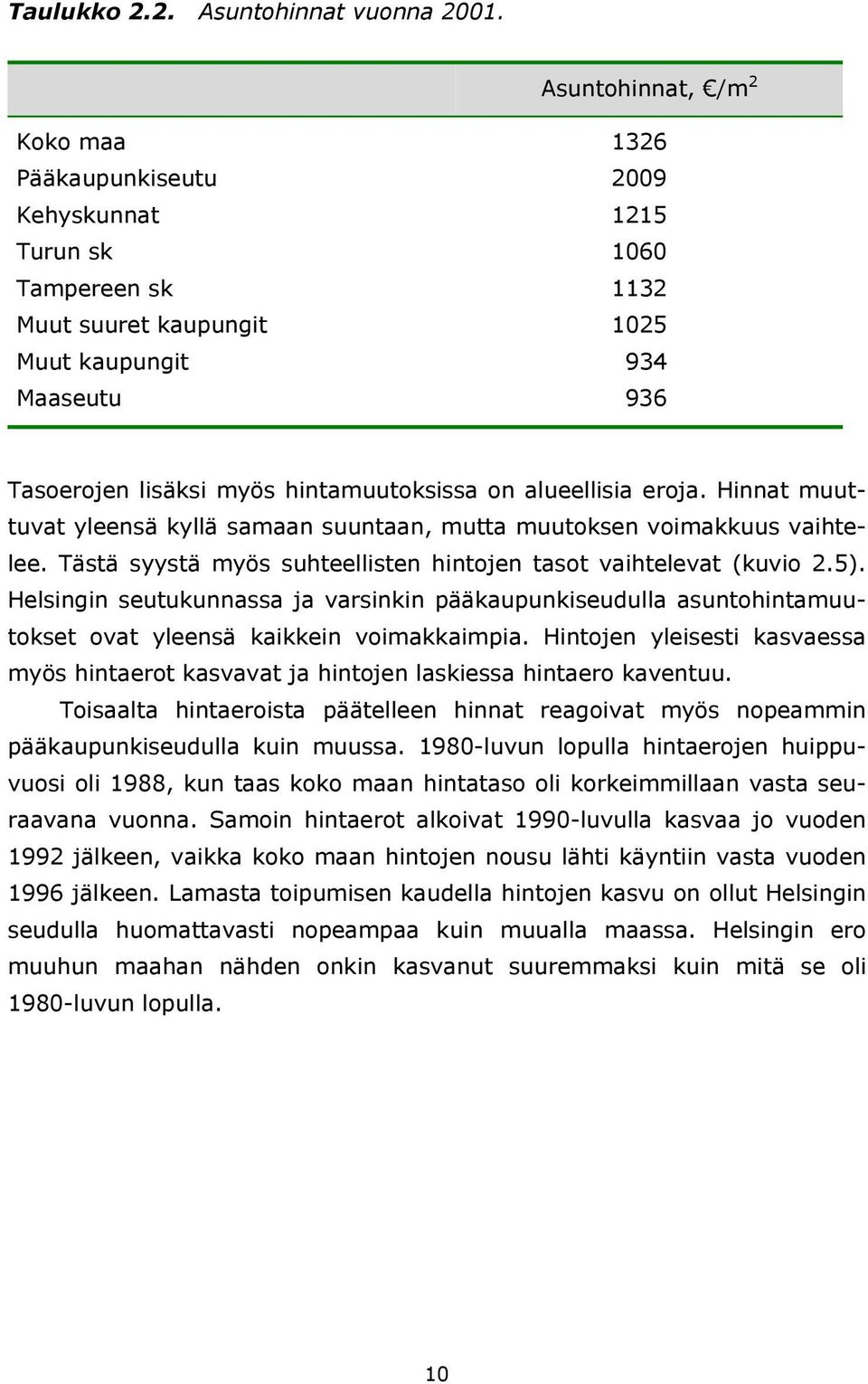 vaihtelevat (kuvio 25) Helsingin seutukunnassa ja varsinkin pääkaupunkiseudulla asuntohintamuutokset ovat yleensä kaikkein voimakkaimpia Hintojen yleisesti kasvaessa myös hintaerot kasvavat ja