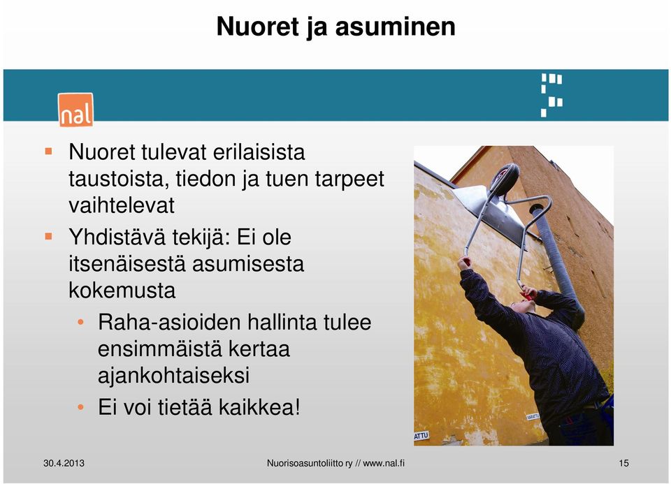 asumisesta kokemusta Raha-asioiden hallinta tulee ensimmäistä kertaa