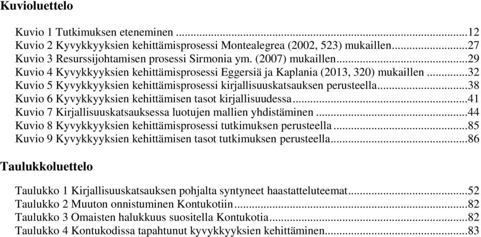 .. 38 Kuvio 6 Kyvykkyyksien kehittämisen tasot kirjallisuudessa... 41 Kuvio 7 Kirjallisuuskatsauksessa luotujen mallien yhdistäminen.