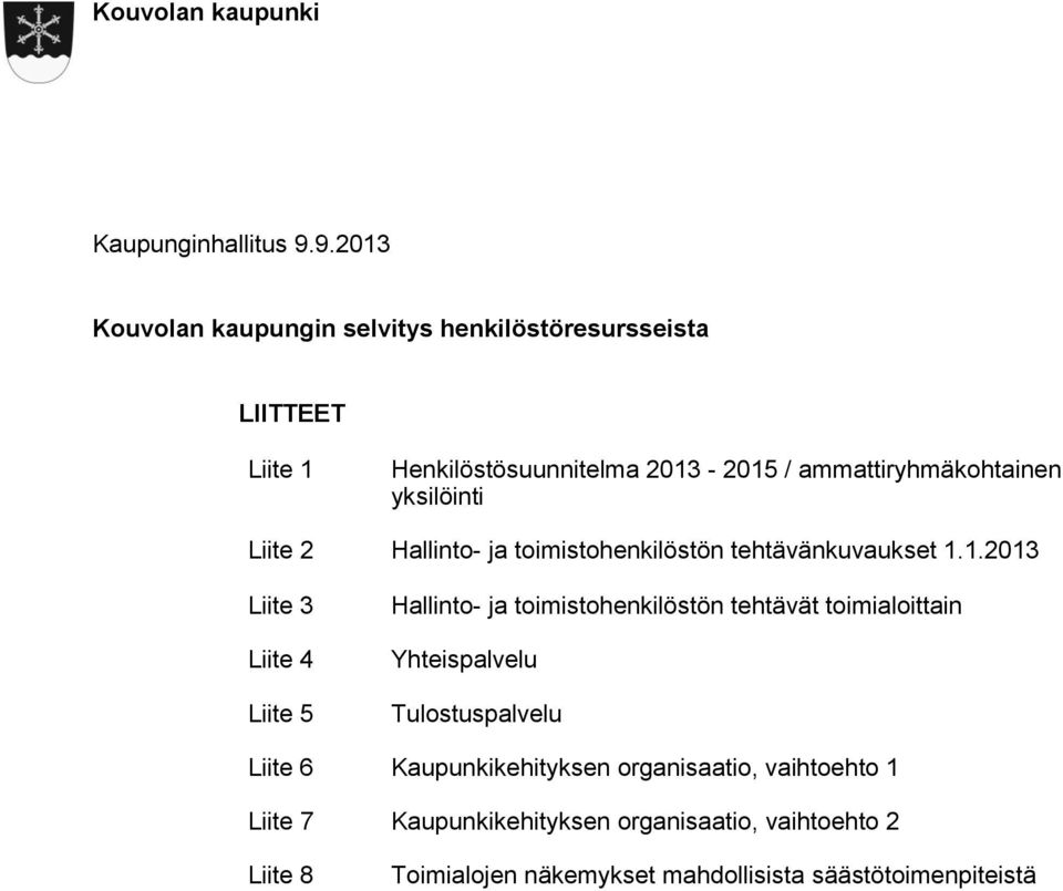 yksilöinti Liite 2 Hallinto- ja toimistohenkilöstön tehtävänkuvaukset 1.