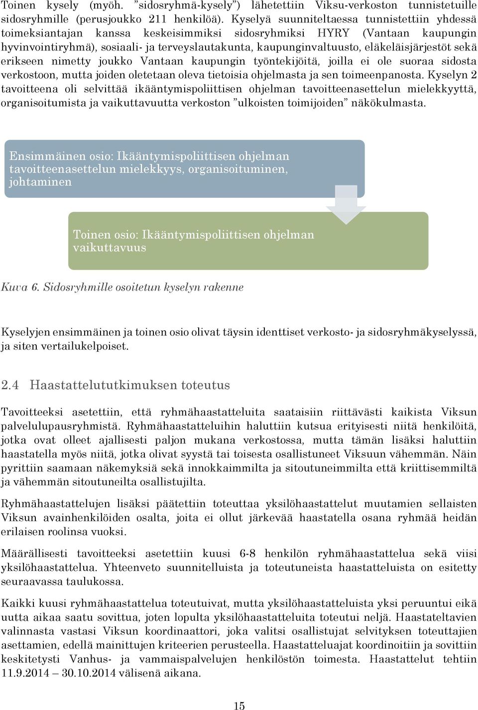 eläkeläisjärjestöt sekä erikseen nimetty joukko Vantaan kaupungin työntekijöitä, joilla ei ole suoraa sidosta verkostoon, mutta joiden oletetaan oleva tietoisia ohjelmasta ja sen toimeenpanosta.