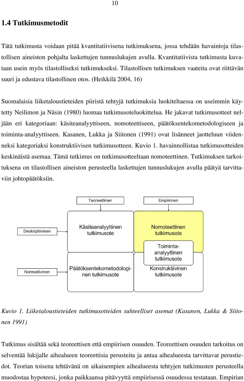 (Heikkilä 2004, 16) Suomalaisia liiketaloustieteiden piiristä tehtyjä tutkimuksia luokiteltaessa on useimmin käytetty Neilimon ja Näsin (1980) luomaa tutkimusoteluokittelua.