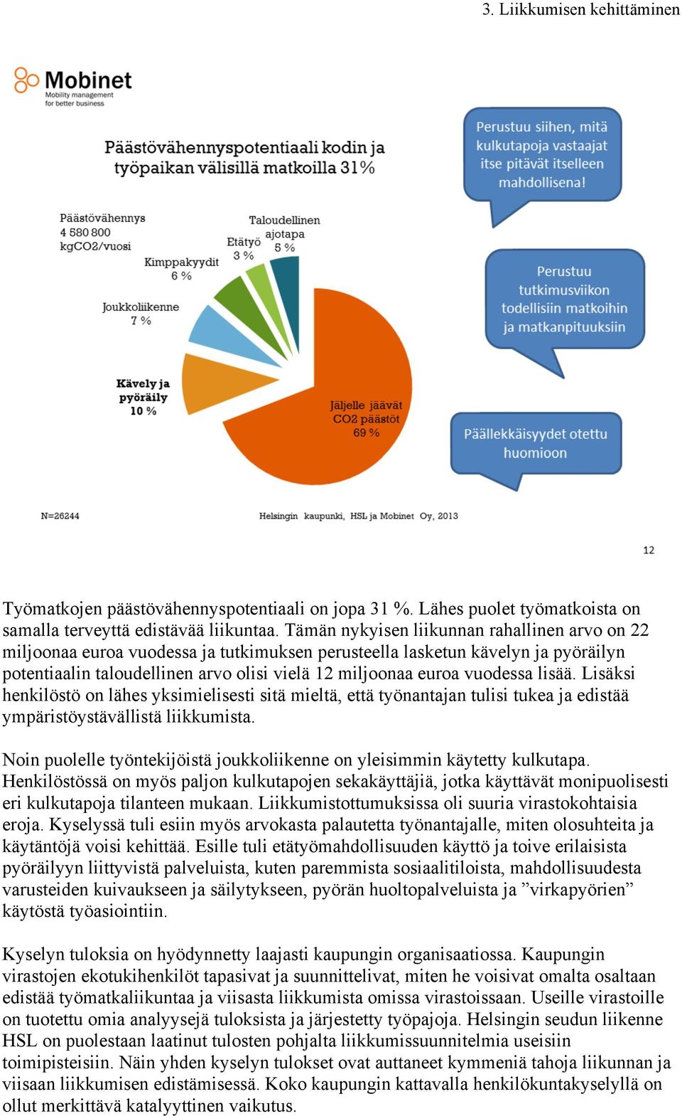 vuodessa lisää. Lisäksi henkilöstö on lähes yksimielisesti sitä mieltä, että työnantajan tulisi tukea ja edistää ympäristöystävällistä liikkumista.