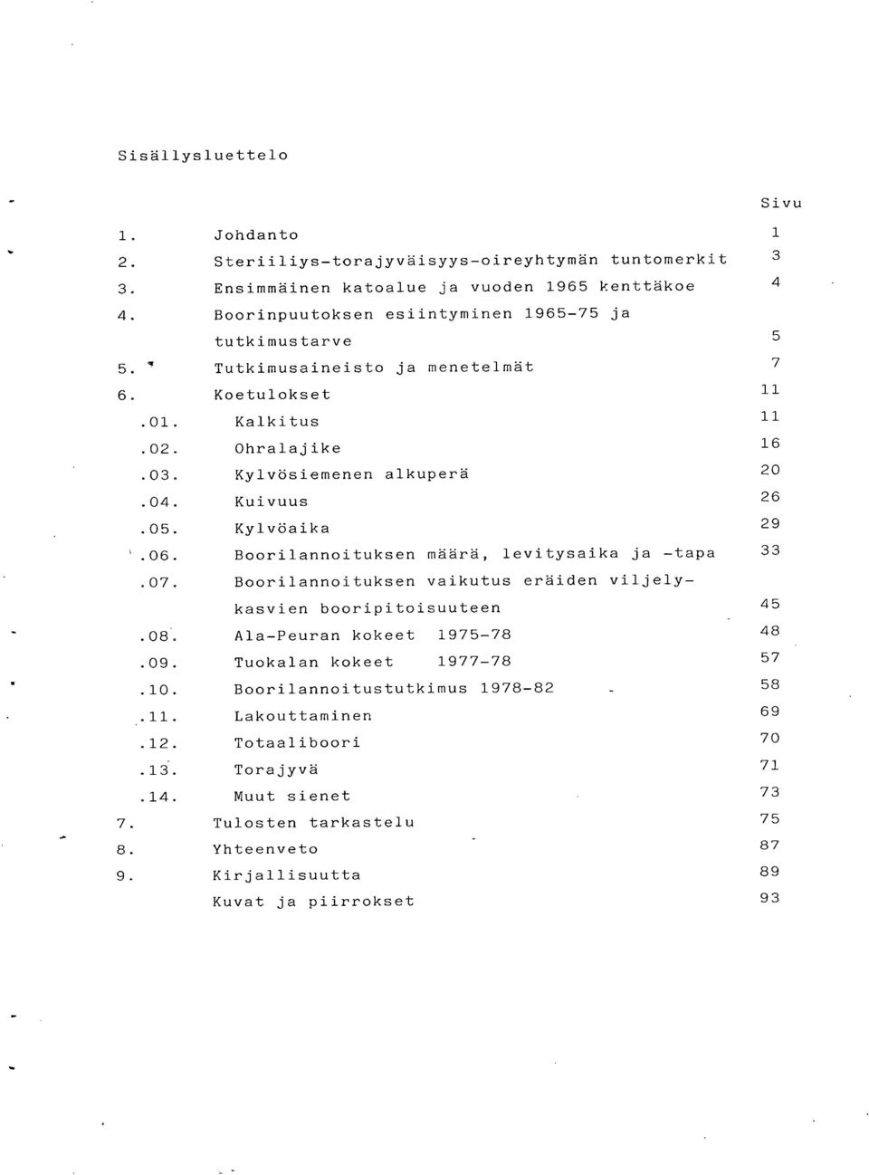 Kylvösiemenen alkuperä 20 Kuivuus 26 Kylvöaika 29 '.06. Boorilannoituksen määrä, levitysaika ja -tapa 33.07.