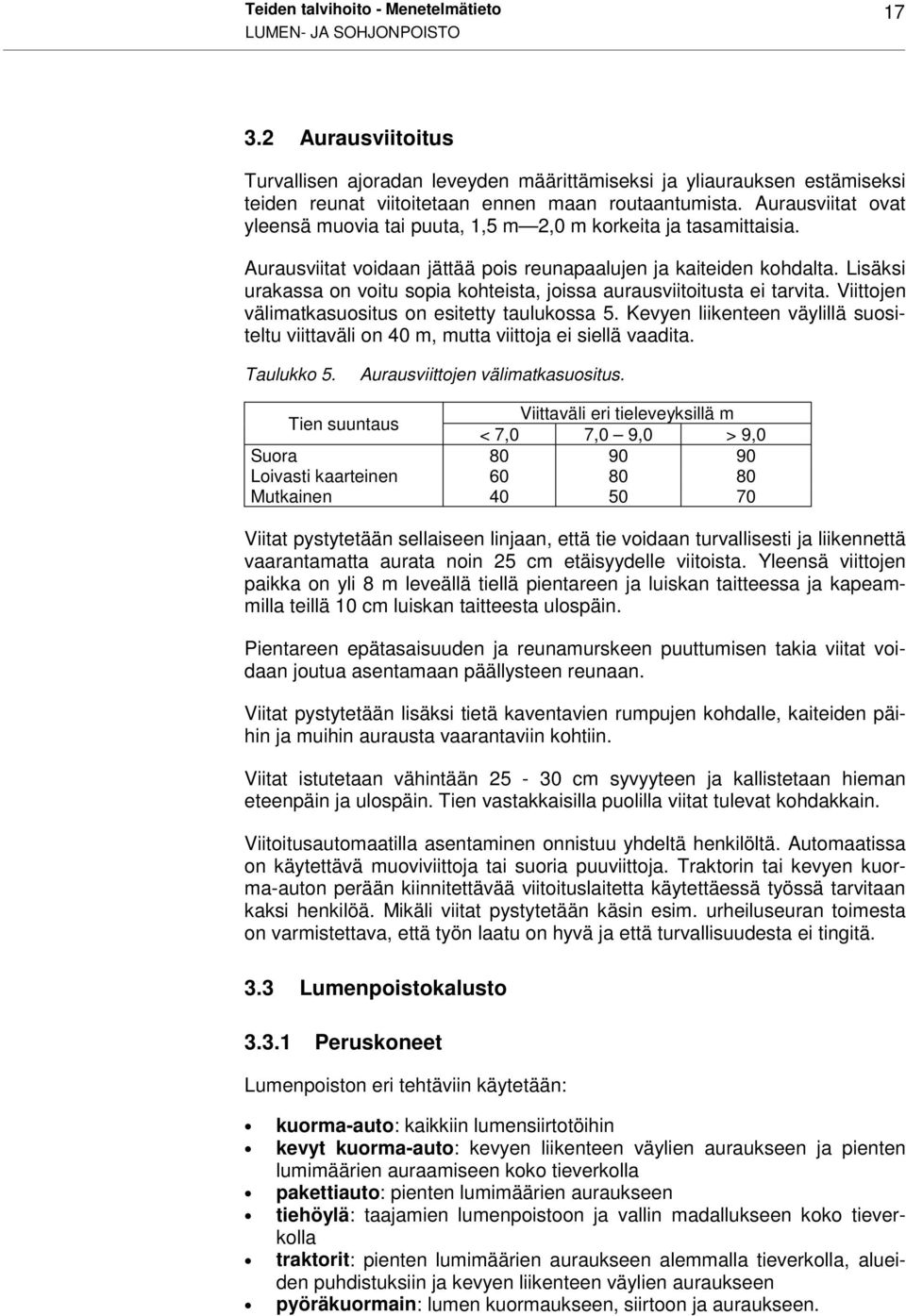 Aurausviitat ovat yleensä muovia tai puuta, 1,5 m 2,0 m korkeita ja tasamittaisia. Aurausviitat voidaan jättää pois reunapaalujen ja kaiteiden kohdalta.